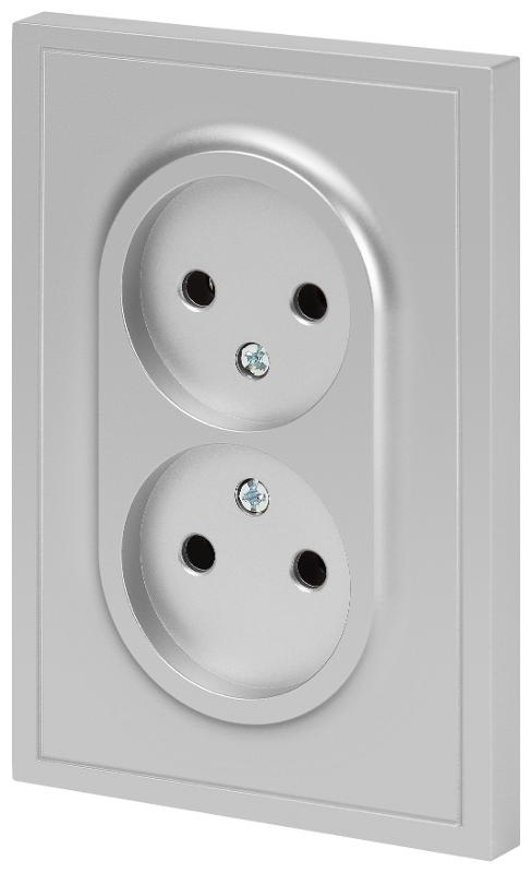 Розетка Galaxy 15-2107-03 без заземления двойная 2X2P 16А-250В IP20 алюминий | Б0071699 | ЭРА — миниатюра 4