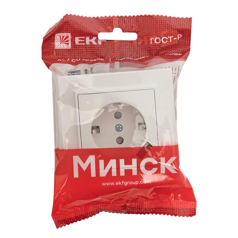 Розетка 1-местная СП с/з Минск 16А белая с защ. штор. с USB  EKF | ERR16-028-100-USB | EKF — миниатюра 7