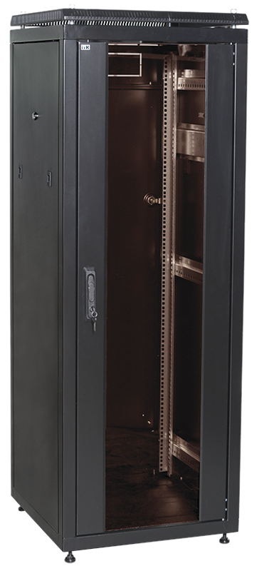 Шкаф сетевой 19" LINEA N 28U 600х1000 мм стеклянная передняя дверь черный | LN05-28U61-G | ITK — миниатюра 2