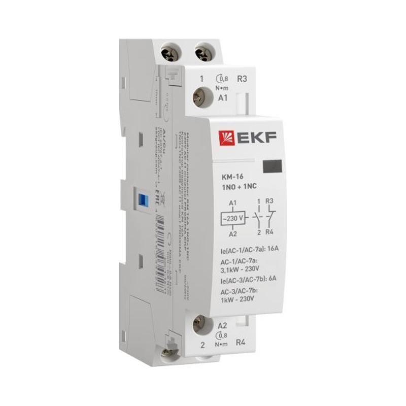 Контактор модульный КМ 16А NО+NC (1 мод.) EKF PROxima | km-1-16-11 | EKF — миниатюра 16