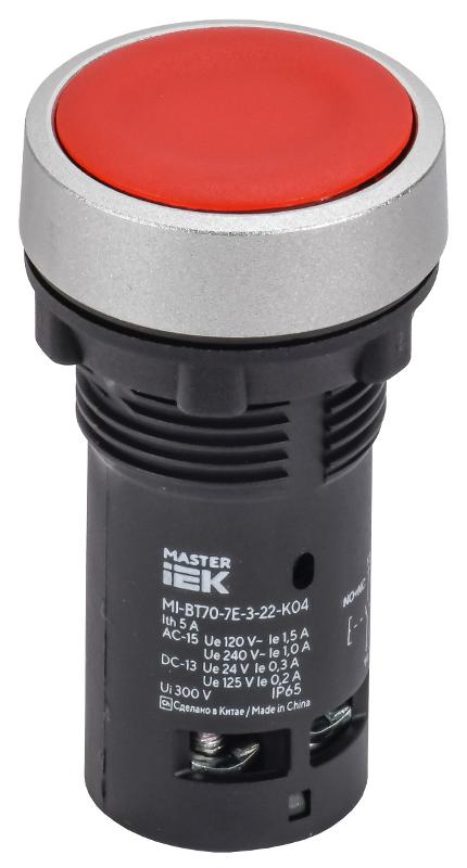 Кнопка IP65 моноблок 1NO+1NC красная MASTER | MI-BT70-7E-3-22-K04 | IEK — IEK (ИЭК)