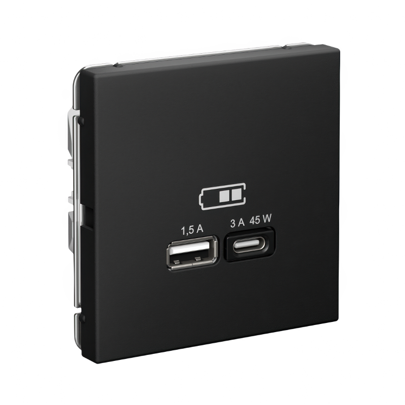 ArtGallery Карбон Розетка USB A + тип-C 45Вт высокоскор.заряд. QC, PD, механизм | GAL001029 | SE — миниатюра 6