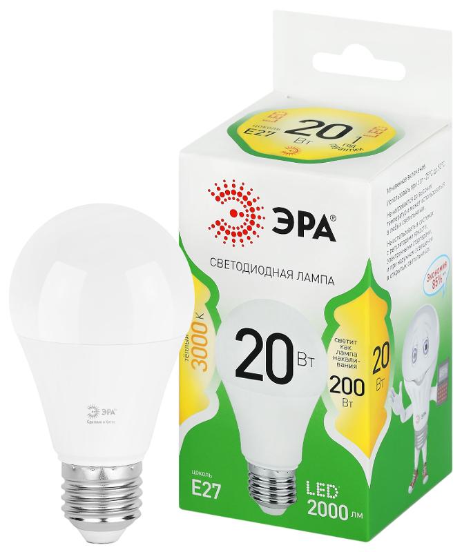 Лампа светодиодная  GREEN LINE LED A60-20W-830-E27 GL E27 20 Вт груша теплый свет | Б0067106 | ЭРА — ЭРА (Энергия света)