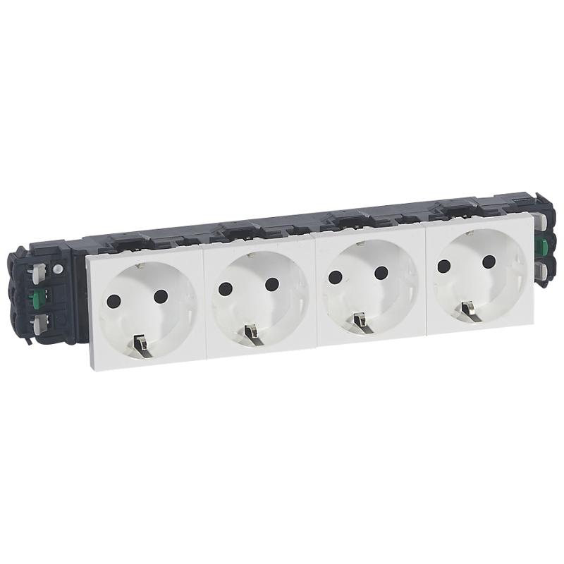 Розетка Mosaic DLP нем.ст. 4Х2К+З безвинтовые зажимы | 077404 | Legrand — Legrand
