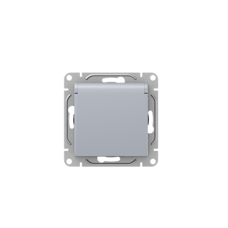 Механизм розетки, 16А, IP44, с заземлением, со шторками, c крышкой, алюминий Эпика EKF | UP1-SOA-111-44 | EKF — миниатюра 3