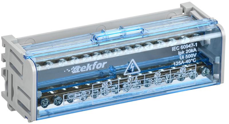 TEKFOR Шины на DIN-рейку (кросс-модуль) ШНК 2х15 L+PEN | TF-DN10-2-15-125 | IEK — IEK (ИЭК)