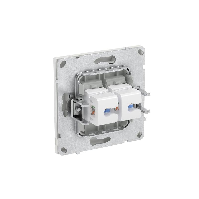 Компьютерная розетка RJ-45 без шторки, кат.5е двойная, KANT, белый песок | 7010664 | DKC — миниатюра 5