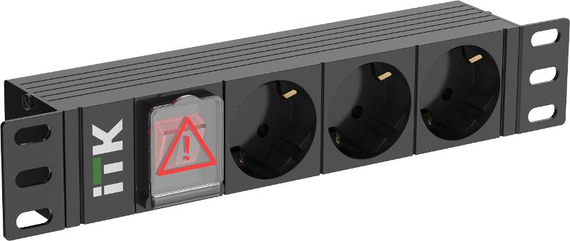 ITK PDU 3 розетки нем. ст. LED 1U вх. С14 10" | PH12-3D3-P | ITK — ITK