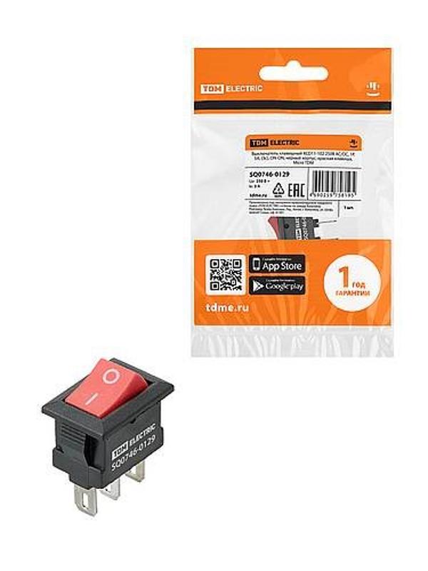 KCD11-102 250В AC/DC, 1P, 3А, (3с), ON-ON, черный корпус, красная клавиша, Micro | SQ0746-0129 | TDM — TDM ELECTRIC