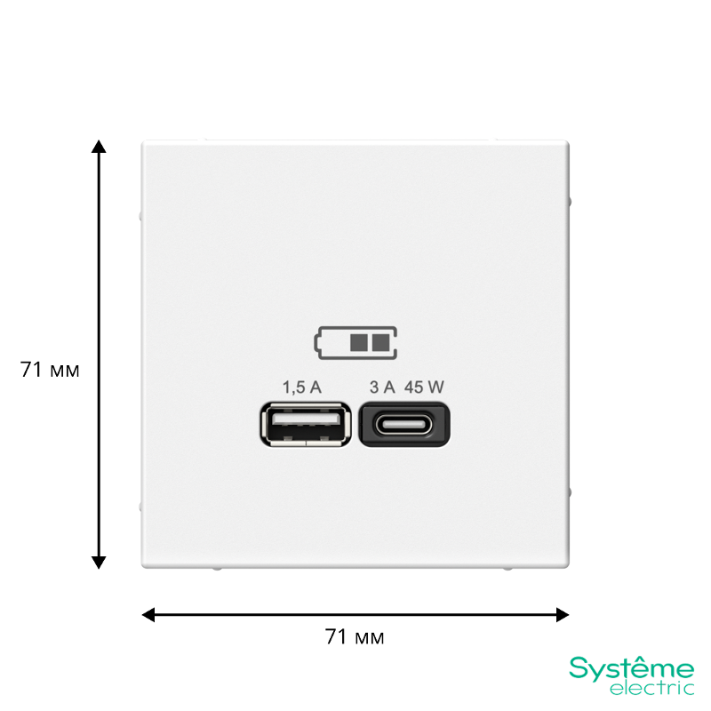 ArtGallery Лотос Розетка USB A + тип-C 45Вт высокоскор.заряд. QC, PD, механизм | GAL001329 | SE — миниатюра 3