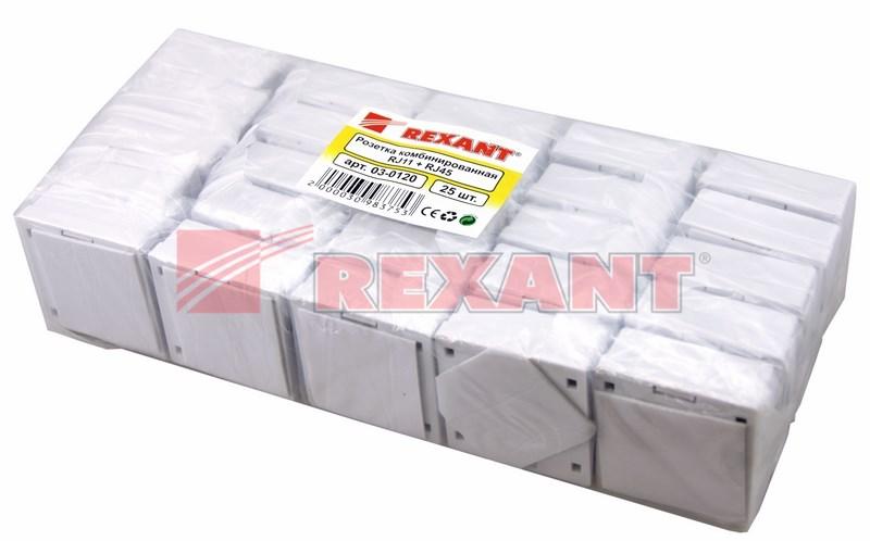 Комбинированная розетка RJ-45(8P-8C) + RJ-11(6P-4C), внешняя | 03-0120 | REXANT — миниатюра 4