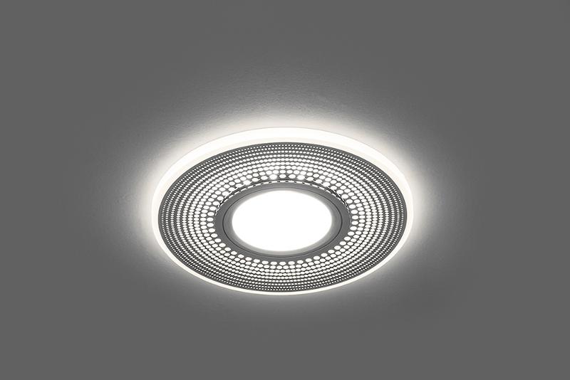 Светильник точечный встраиваемый под лампу, с LED подсветкой CD950 15LED*2835 SMD 4000K, MR16 50W G5.3, белый матовый, хром | 29712 | FERON — миниатюра 2