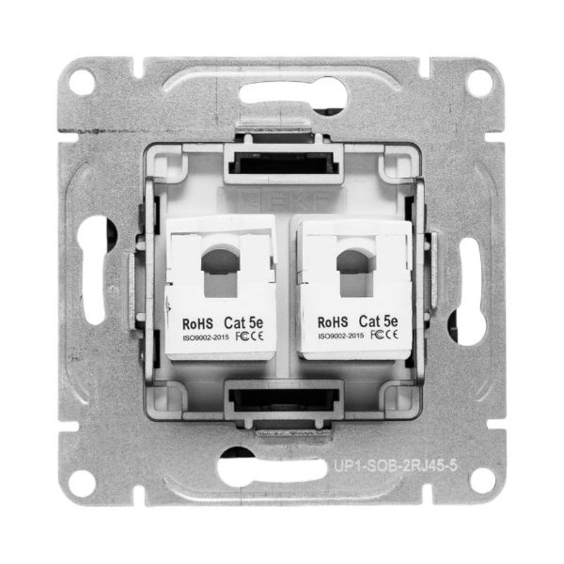 Механизм розетки RJ45 - 2шт, (cat5), чёрный Эпика EKF | UP1-SOB-2RJ45-5 | EKF — миниатюра 7