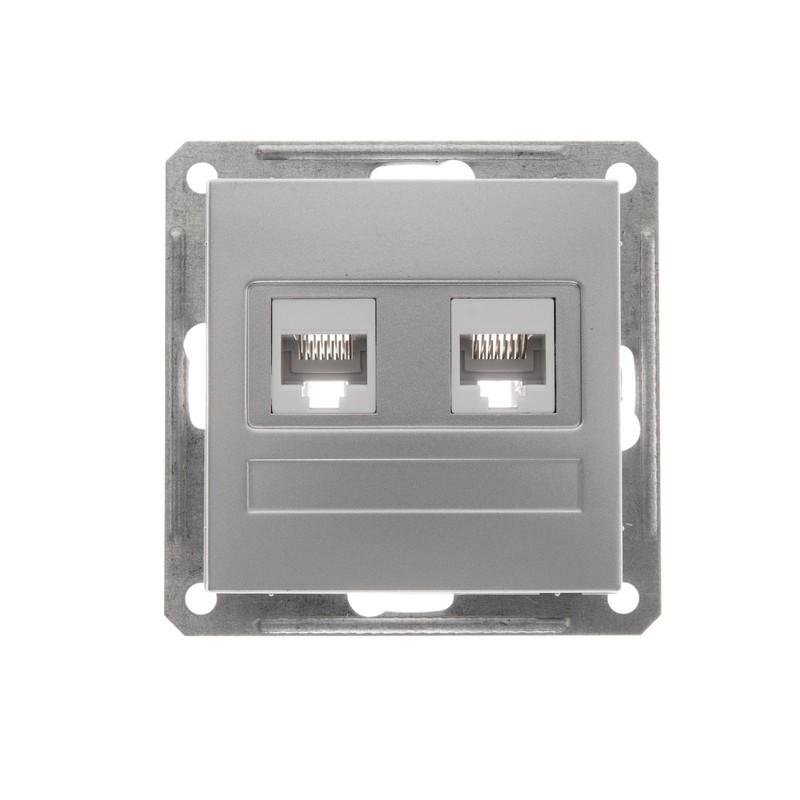 W59 Матовый хром Розетка компьютерная 2-ая RJ45 кат.5e | RSI-251KK5E-5-86 | SE — миниатюра 2