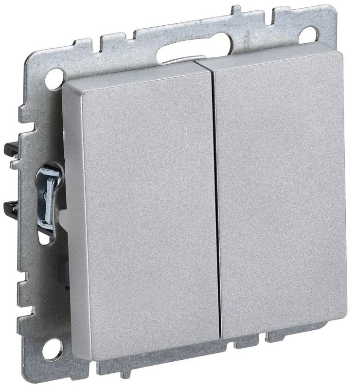 BRITE Выключатель 2-клавишный 10А ВС10-2-0-БрА алюминий | BR-V20-0-10-K47 | IEK — IEK (ИЭК)