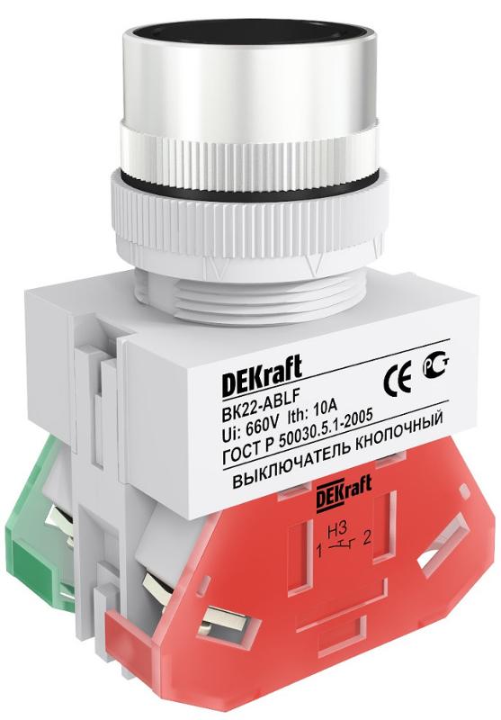 Выкл. кноп. ABLF 22 мм Цвет:ЧЕРНЫЙ 220В ВK-22  | 25012DEK | DEKraft — DEKraft