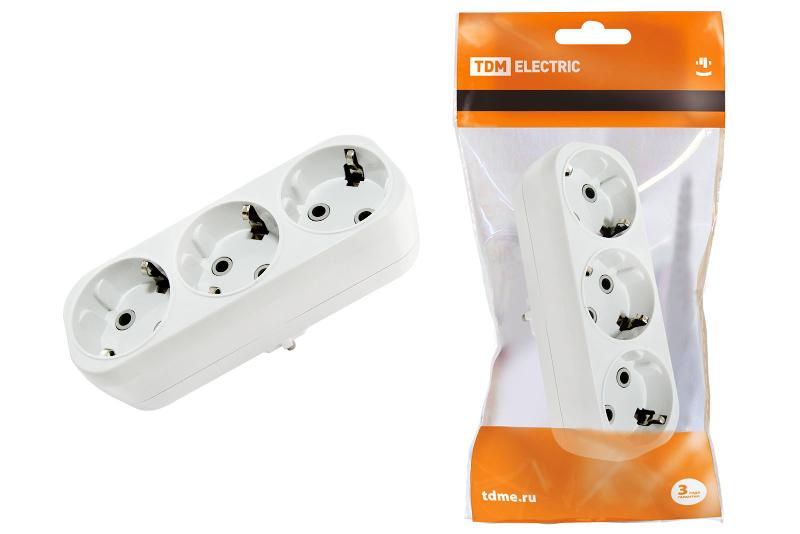 Блок на 3 гнезда 2П+З плоский 16А 250B  | SQ1806-0033 | TDM — TDM ELECTRIC