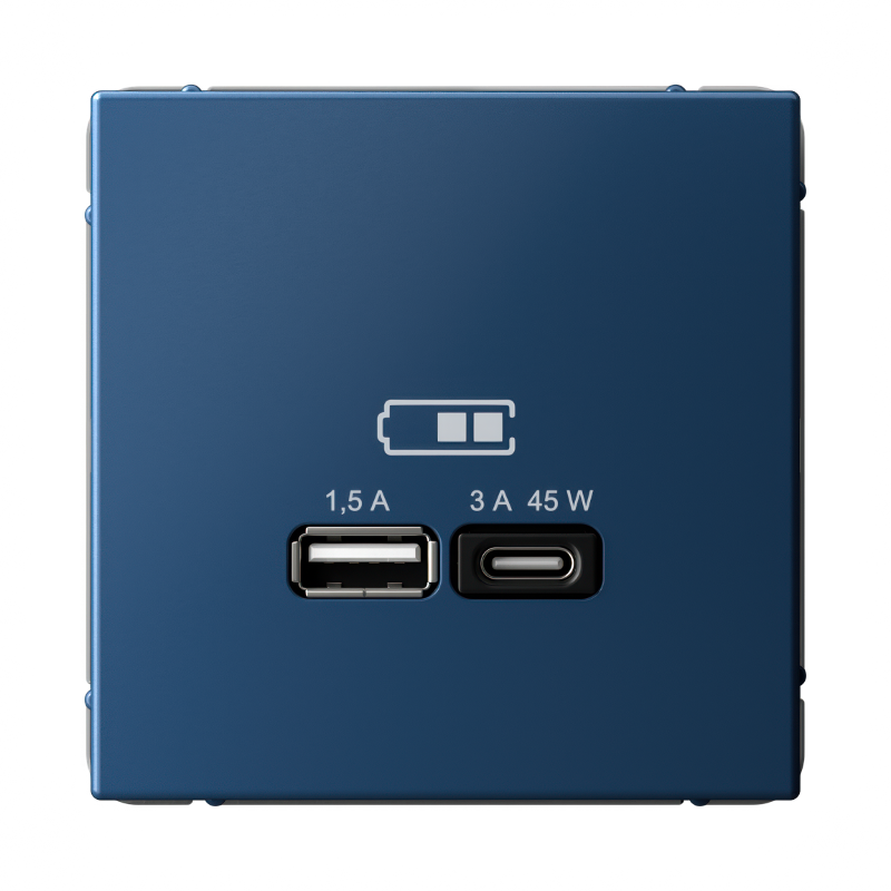 ArtGallery Аквамарин Розетка USB A + тип-C 45Вт высокоскор.заряд. QC, PD, механизм | GAL001129 | SE — Systeme Electric