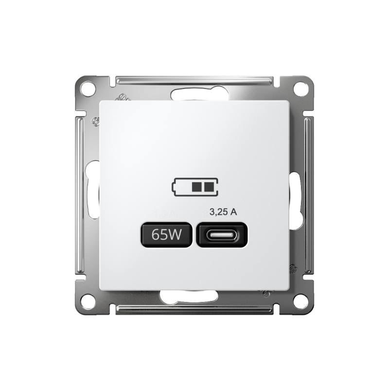 AtlasDesign Белый USB Розетка тип-C 65W высокоскоростной заряд QC PD | ATN000127 | SE — миниатюра 2