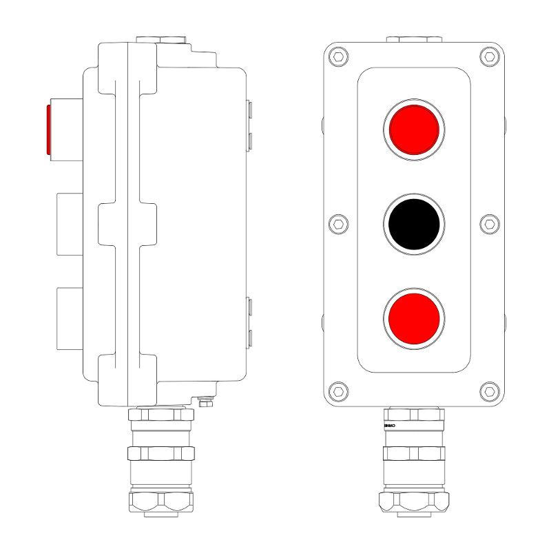 Взрывонепроницаемый пост управления из алюминия LCSD-03-B-MC-L1R(220)x1-P1B(11)x1-P1R(11)x1-PCMB-KAEPM3MHK-26 | LCSD21000132 | DKC — DKC (ДКС)