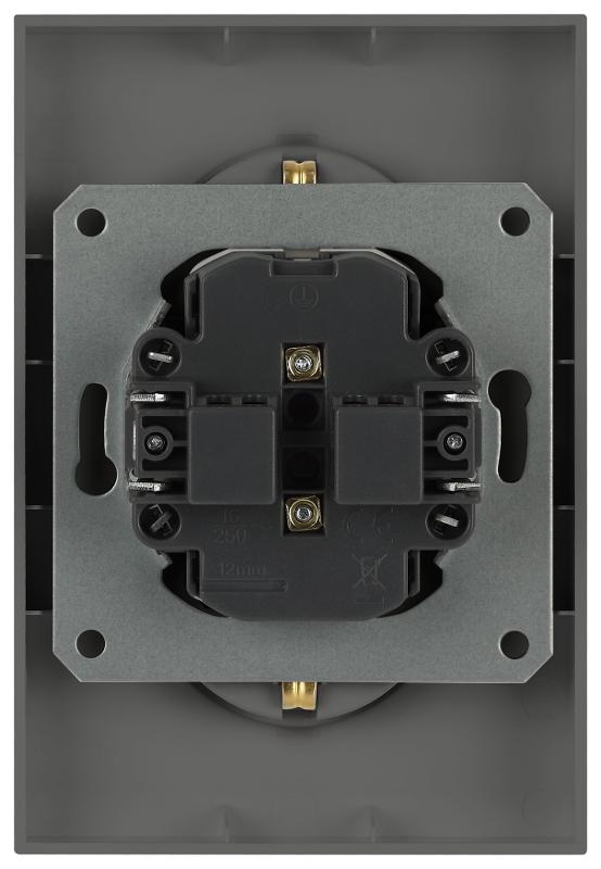 Розетка Arktik 16-2107-06 без заземления двойная 2X2P 16А-250В графит | Б0071686 | ЭРА — миниатюра 4