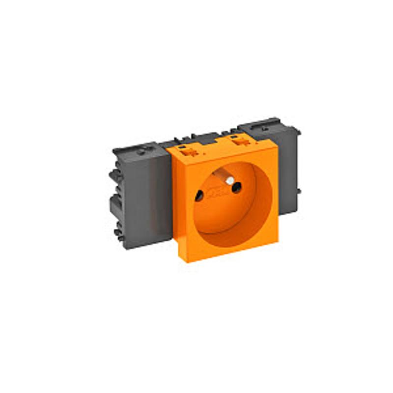 Розетка одинарная 0° Modul45connect франц. стандарт, 250 В, 16A (оранжевый) (STD-F0C ROR1) | 6120534 | OBO Bettermann — миниатюра 2