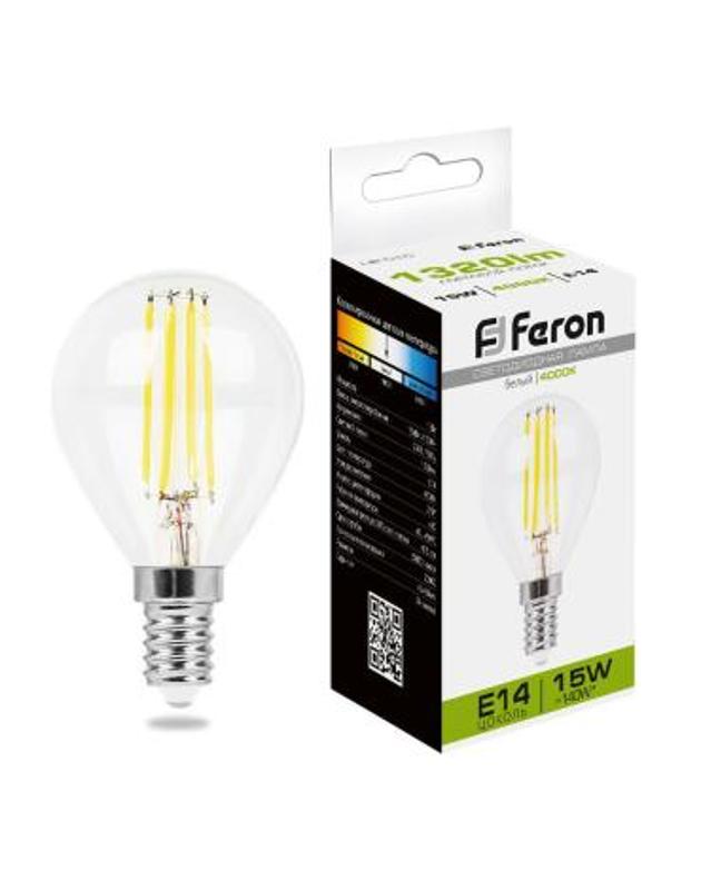 Лампа светодиодная, (15W) 230V E14 4000K прозрачная, LB-515 | 38250 | FERON — фото 1 | Sento