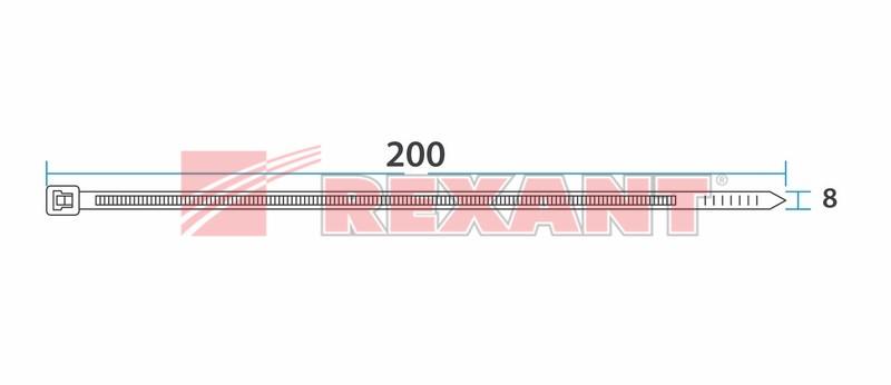 Хомут-стяжка нейлоновая многоразовая 200x7,5 мм, белая, упаковка 100 шт. | 07-0209 | REXANT — миниатюра 4