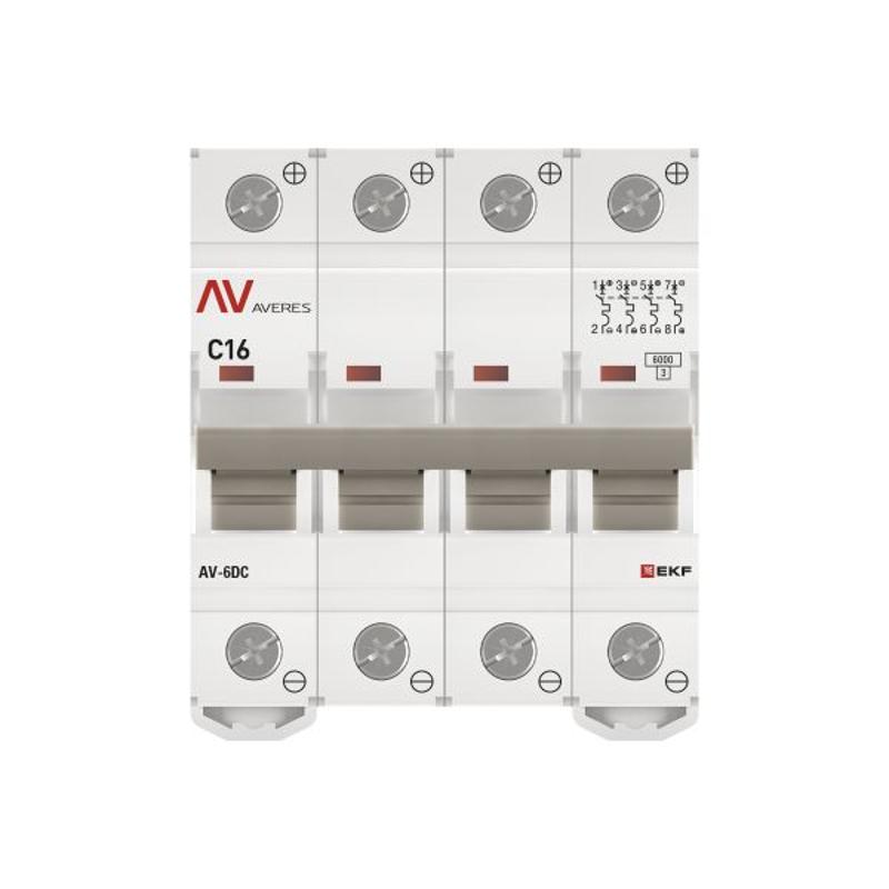 Выключатель автоматический четырехполюсный AV-6 DC 16А C 6кА AVERES | mcb6-DC-4-16C-av | EKF — миниатюра 12