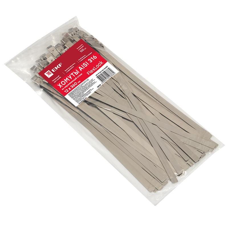 Хомут AISI 316 из нержавеющей стали, 12x360 (100 шт.) FlexLock PROxima|plc-fl-tss-316-12x360|EKF — миниатюра 3