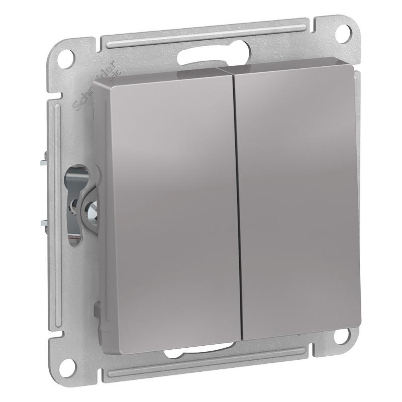 AtlasDesign Aqua Выключатель 2-клавишный, IP44, сх.5, 10АХ, механизм, Алюминий | ATN440351 | SE — миниатюра 1