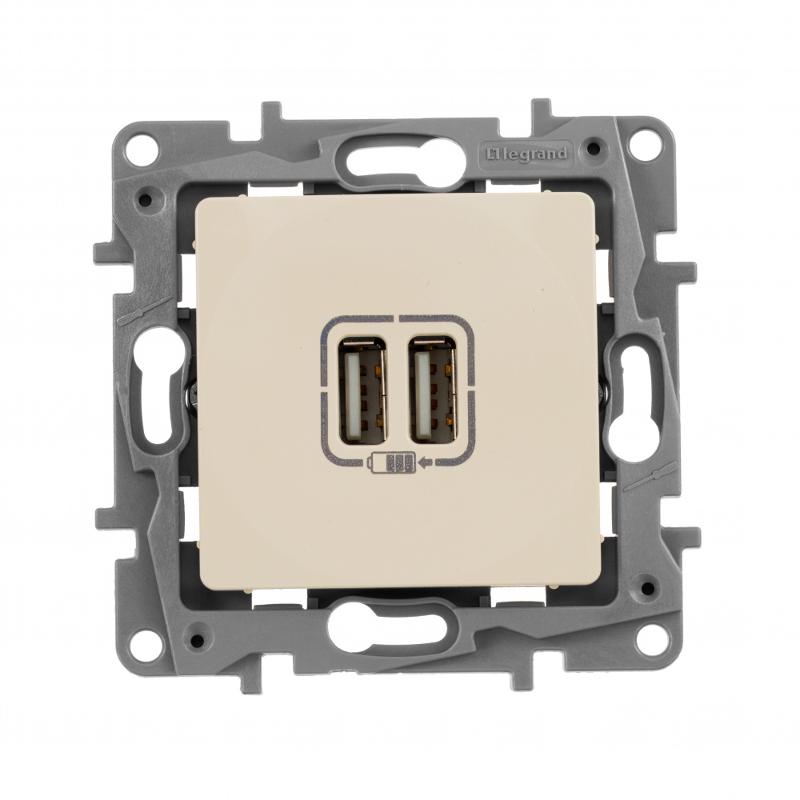 Etika Слоновая кость Розетка USB 2-ая 240В/5В 2400мА | 672394 | Legrand — Legrand