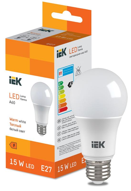 Лампа светодиодная Bulb A60 1500lm 3000K E27 | LL-I-A60-15-230-30-E27 | IEK — IEK (ИЭК)