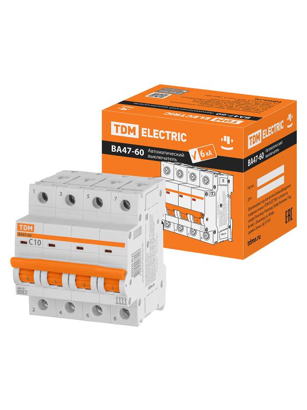 Авт. выкл. ВА47-60 4Р 10А 6кА х-ка С | SQ0223-0123 | TDM — TDM ELECTRIC