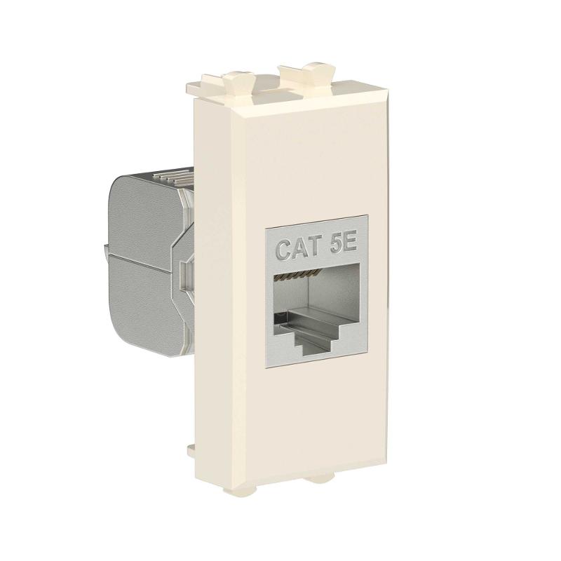 Компьютерная розетка RJ-45 без шторки модульная, кат.5е экранированная, "Avanti", "Ванильная дымка", 1 модуль | 4405761 | DKC — миниатюра 2
