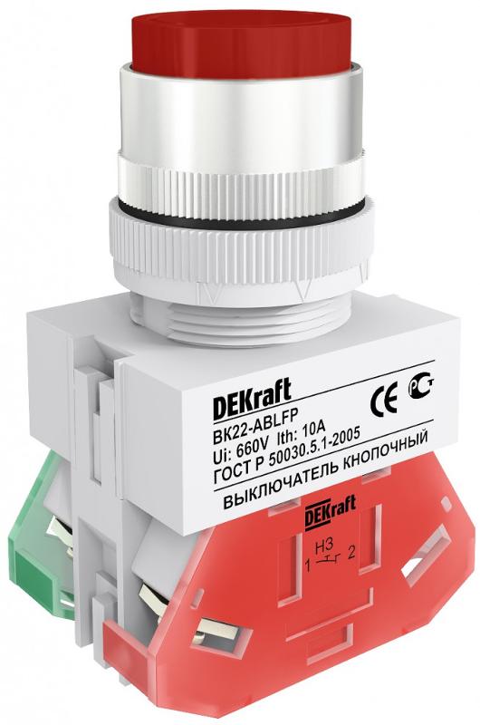 Выкл. кноп. ABLFP 22 мм Цвет:КРАСНЫЙ 220В ВK-22  | 25020DEK | DEKraft — DEKraft