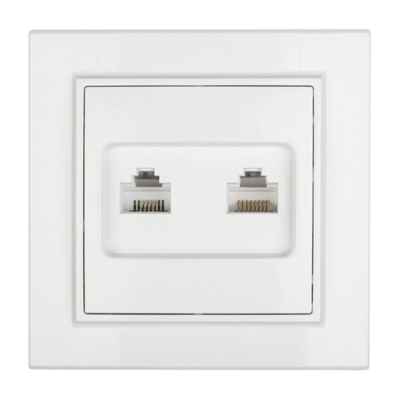 Минск Розетка RJ-45+Phone СП белая EKF Basic | ERK00-135-10 | EKF — EKF