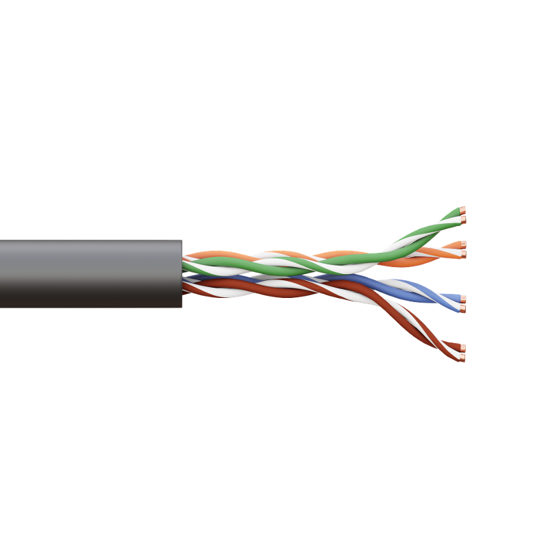 Кабель витая пара TERACOM PRO Cat.5E U/UTP 4 пары solid внешний 24AWG черный упак. 305м | TRP-5EUTP-04PE-BK-OUT3 | EKF — миниатюра 2