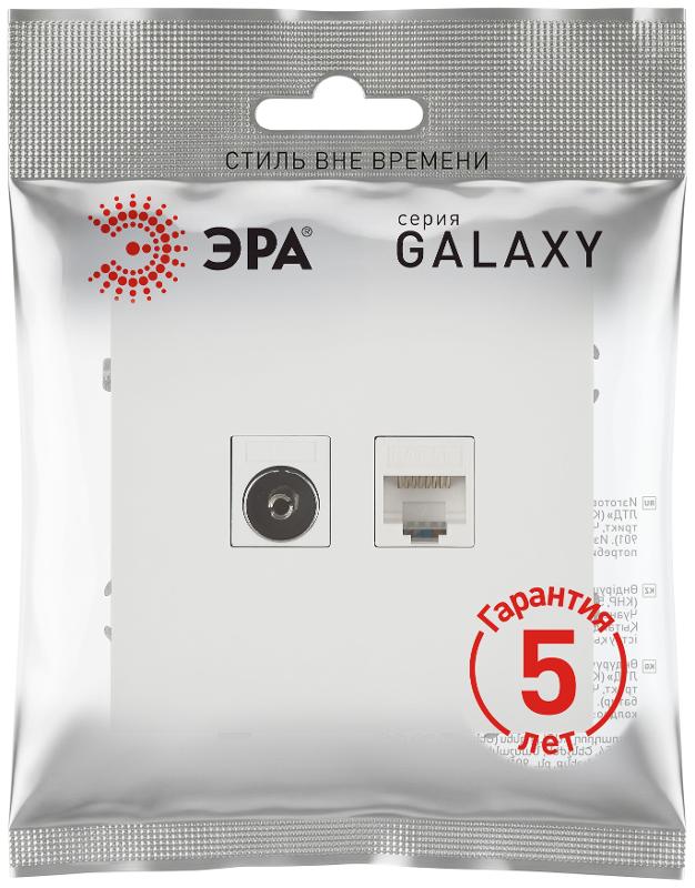 Розетка Galaxy 15-3110-08 комбинированная RJ45+TV IP20 белый матовый | Б0070790 | ЭРА — миниатюра 2
