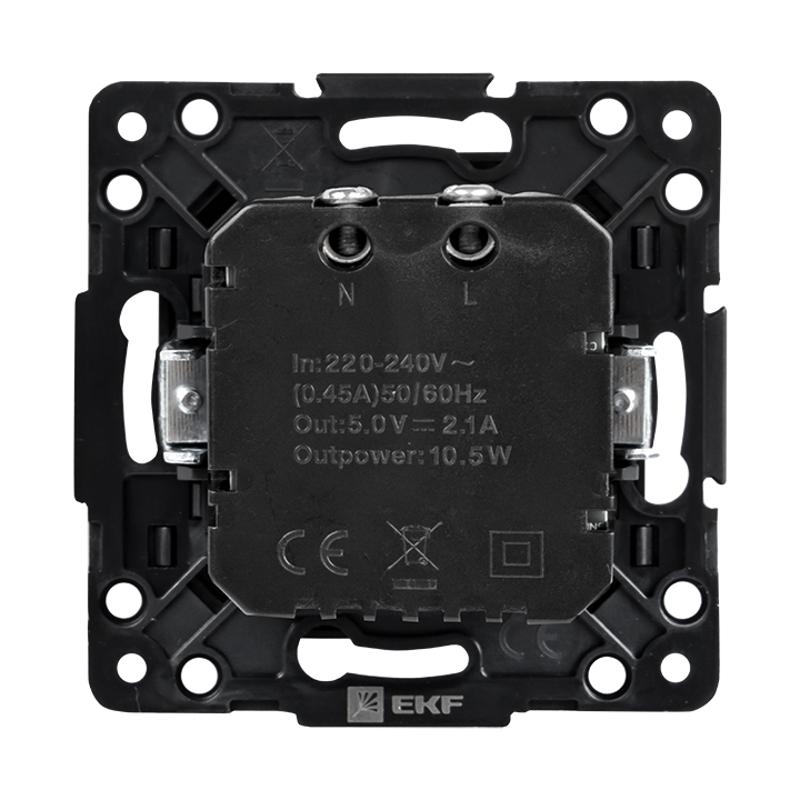 Стокгольм Механизм Розетки USB 2-местной 2,1А черный PROxima | EZR16-028-10-2USB | EKF — миниатюра 4