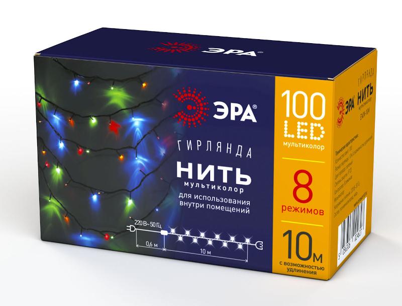 Гирлянда светодиодная  Нить 10 м мультиколор 8 режимов, 220V,  ENIN-10M   IP20 (60/720) | Б0041893 | ЭРА — миниатюра 5