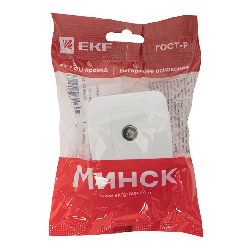 Минск Розетка TV 1-местная ОП 75Ом  5-862МГц белая  EKF Basic | EGA00-027-10 | EKF — миниатюра 5