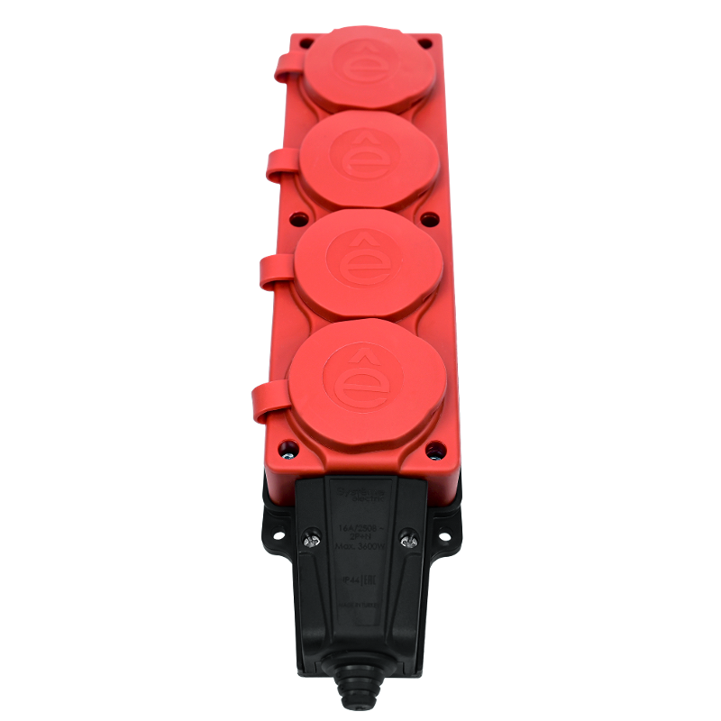 Колодка 4 гнезда 2К+З каучуковая 16А/250В IP44 Красная MultiSet | MST4124RD | SE — миниатюра 5
