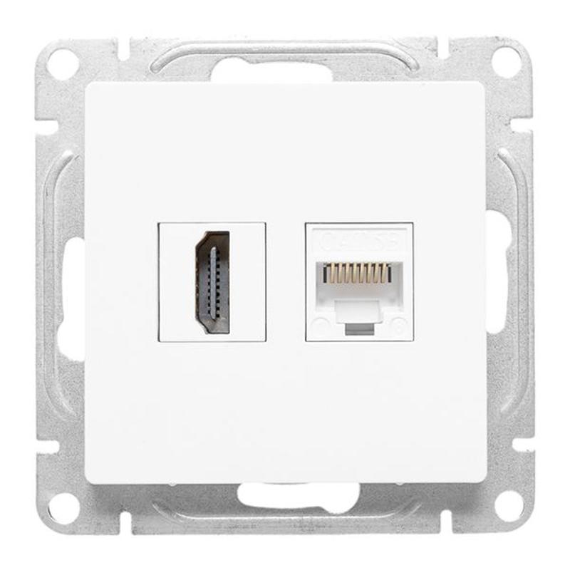 Механизм розетки HDMI+RJ45 (cat5), белый Эпика EKF | UP1-SOW-HDMI+RJ45 | EKF — миниатюра 5
