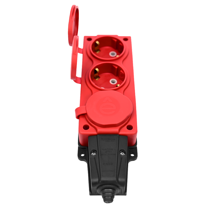 Колодка 3 гнезда 2К+З каучуковая 16А/250В IP44 Красная MultiSet | MST4123RD | SE — миниатюра 3