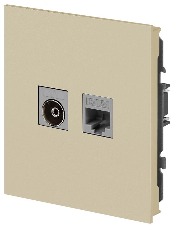 Розетка Arktik 16-3110-04 комбинированная RJ45+TV шампань | Б0070497 | ЭРА — миниатюра 3