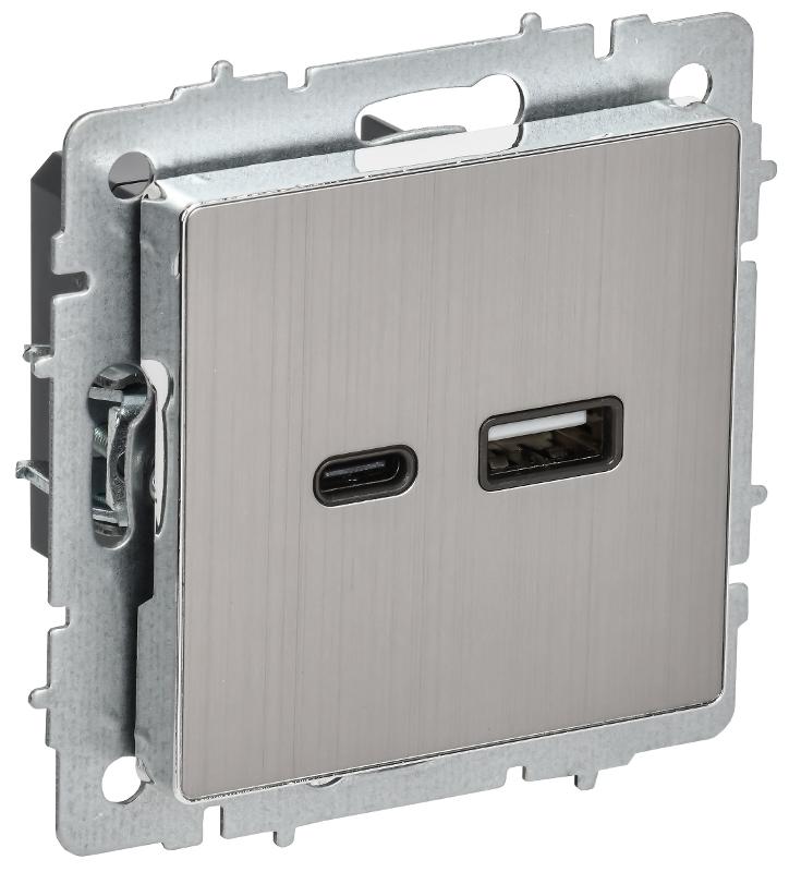 BRITE Роз. USB A+C 18Вт РЮ11-1-БрГН мет х/н  | BR-U22-018-M-K23 | ИЭК — IEK (ИЭК)