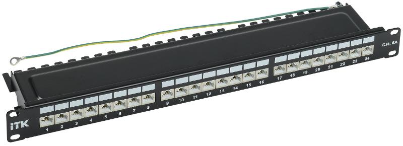 ITK 1U патч-панель кат. 6A STP 24 пт. экран. Dual IDC | PP24-1UC6AS-D05 | ITK — ITK