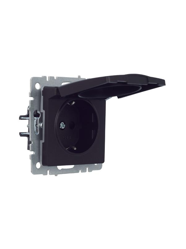 BRITE Розетка с заземлением со шторками с кр. 16А IP44 РСбш10-3-44-БрЧ черный | BR-R16-16-44-K02 | IEK — миниатюра 3