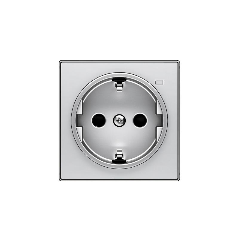 Накладка для розетки SCHUKO с линзой для контрольной подсветки, серия SKY, цвет серебристый алюминий|2CLA858880A1301| ABB — ABB